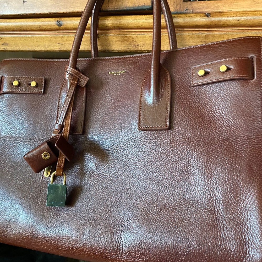Saint Laurent Sac de Jour Large Rare Size Brun Cognac (Cognac Brown) Calfskin